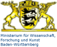 Landeswappen Baden-Wrttemberg mit Text: Ministerium fr Wissenschaft, Forschung und Kunst Baden-Wrttemberg